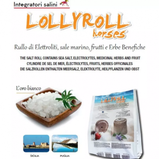 Integratore salino per cavalli Dalla Grana Officinalis Lollyroll Fragole, Carrube e Malva 2 pezzi ricarica